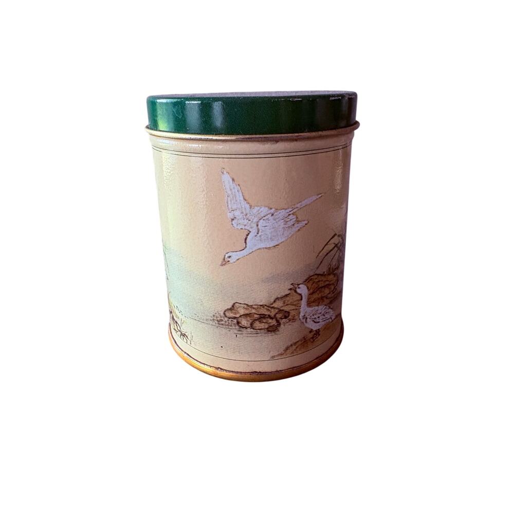 Vintage Allegro Services Bamboo Landscape Tea Tin w/ Lid Repurposed Candle